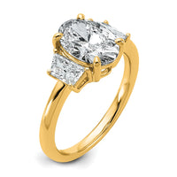 14k 2 3/4ct Cert Lab Grown Dia VS+ F+ Oval/Trapezoid Comp 3 Stone Eng Ring