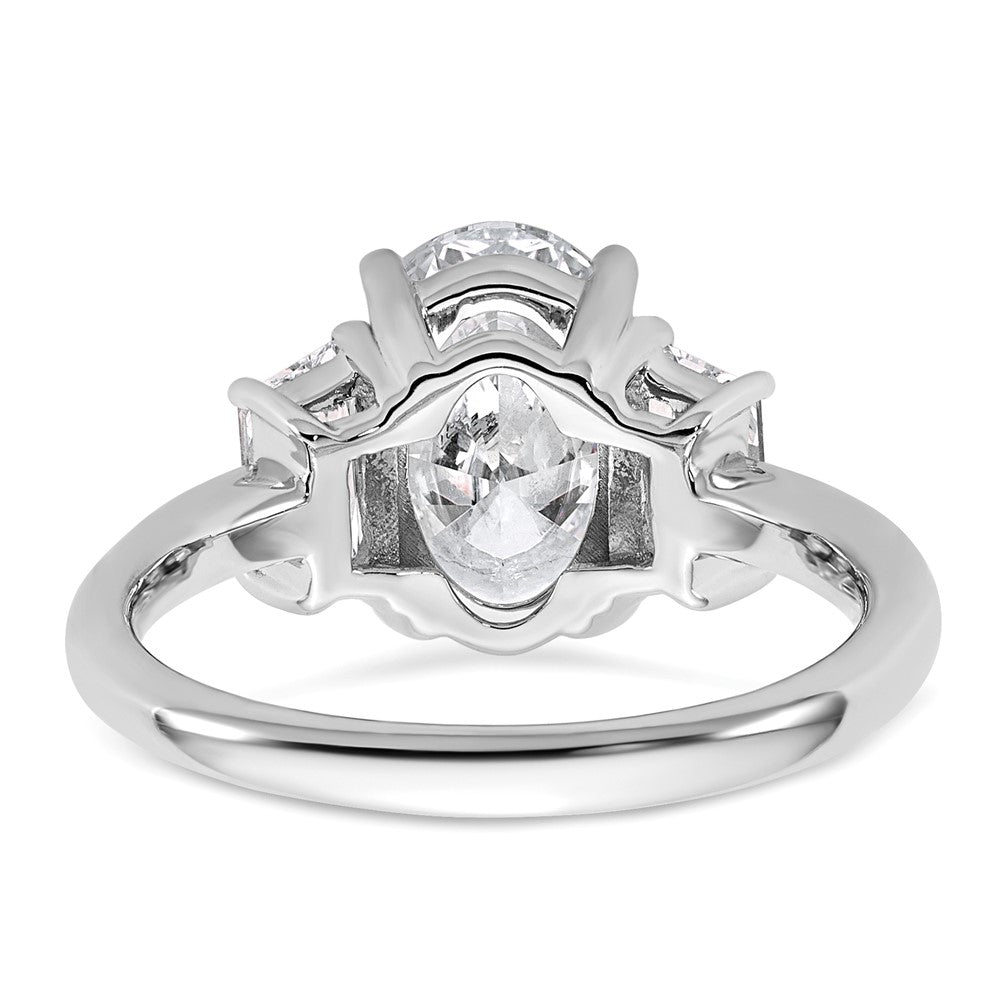 14kw 3 1/3ct Cert Lab Grown Dia VS+ F+ Oval/Trapezoid Comp 3 Stone Eng Ring