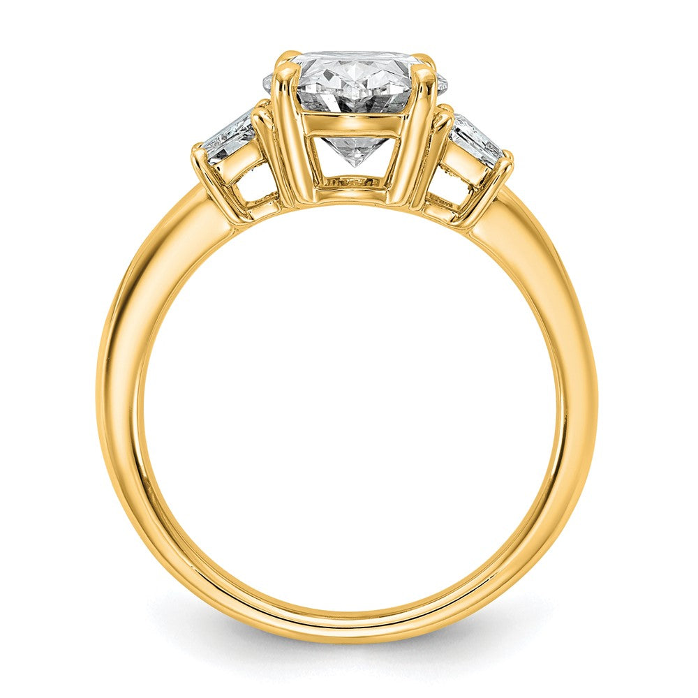 14k 3 1/3ct Cert Lab Grown Dia VS+ F+ Oval/Trapezoid Comp 3 Stone Eng Ring