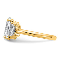 14k 3 1/3ct Cert Lab Grown Dia VS+ F+ Oval/Trapezoid Comp 3 Stone Eng Ring