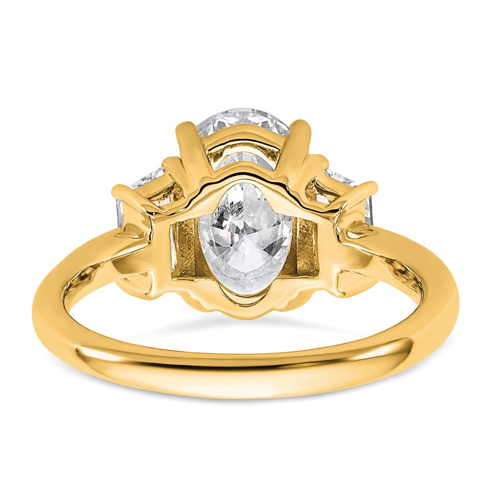 14k 3 1/3ct Cert Lab Grown Dia VS+ F+ Oval/Trapezoid Comp 3 Stone Eng Ring