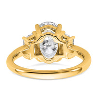 14k 3 1/3ct Cert Lab Grown Dia VS+ F+ Oval/Trapezoid Comp 3 Stone Eng Ring