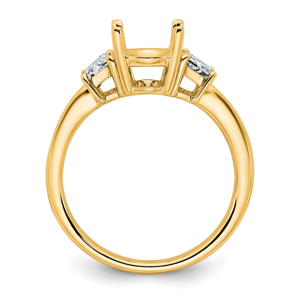 14k 3/4ct Lab Grown Dia VS+ F+ Trapezoid 2 1/2ct Oval Semi 3 Stone Eng Ring