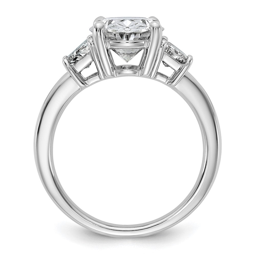 14kw 4ct Cert Lab Grown Dia VS+ F+ Oval/Trapezoid Comp 3 Stone Eng Ring