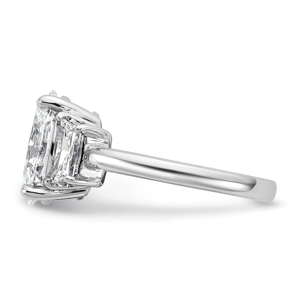 14kw 4ct Cert Lab Grown Dia VS+ F+ Oval/Trapezoid Comp 3 Stone Eng Ring