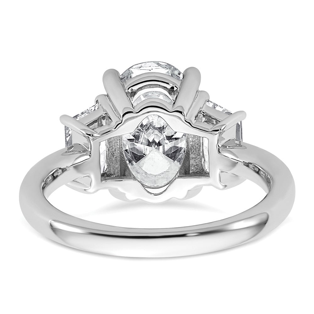 14kw 4ct Cert Lab Grown Dia VS+ F+ Oval/Trapezoid Comp 3 Stone Eng Ring
