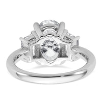 14kw 4ct Cert Lab Grown Dia VS+ F+ Oval/Trapezoid Comp 3 Stone Eng Ring