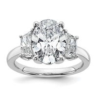 14kw 4ct Cert Lab Grown Dia VS+ F+ Oval/Trapezoid Comp 3 Stone Eng Ring