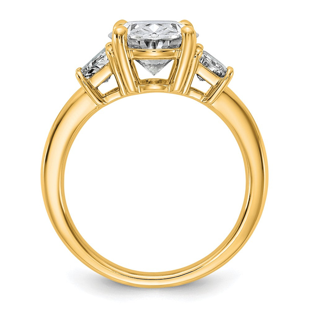 14k 4ct Cert Lab Grown Dia VS+ F+ Oval/Trapezoid Comp 3 Stone Eng Ring