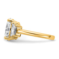 14k 4ct Cert Lab Grown Dia VS+ F+ Oval/Trapezoid Comp 3 Stone Eng Ring