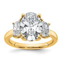 14k 4ct Cert Lab Grown Dia VS+ F+ Oval/Trapezoid Comp 3 Stone Eng Ring
