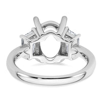 14kw 1ct Lab Grown Diamond VS+ F+ Trapezoid 3ct Oval Semi 3 Stone Eng Ring