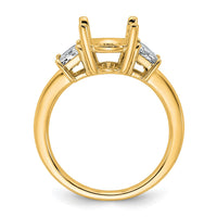 14k 1ct Lab Grown Diamond VS+ F+ Trapezoid 3ct Oval Semi 3 Stone Eng Ring