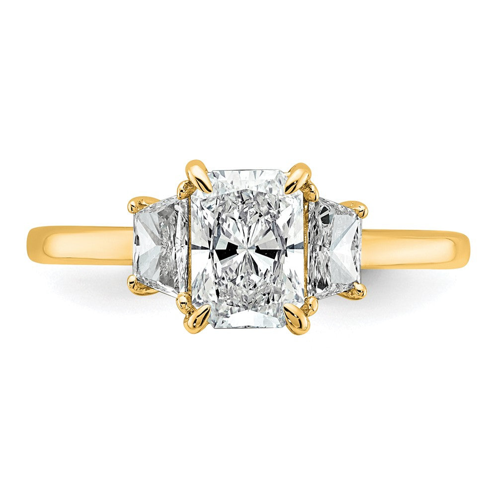 14k 1 3/8ct Cert Lab Grown Dia VS+ F+ Radiant&Trapezoid Comp Eng Ring