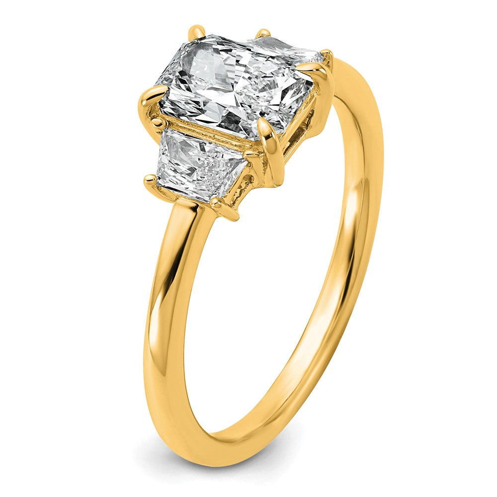 14k 1 3/8ct Cert Lab Grown Dia VS+ F+ Radiant&Trapezoid Comp Eng Ring
