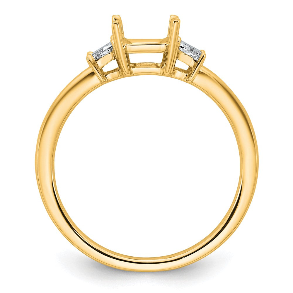 14k 3/8ct Lab Grown Diamond VS+ F+ Trapezoid 1ct Radiant Semi Eng Ring