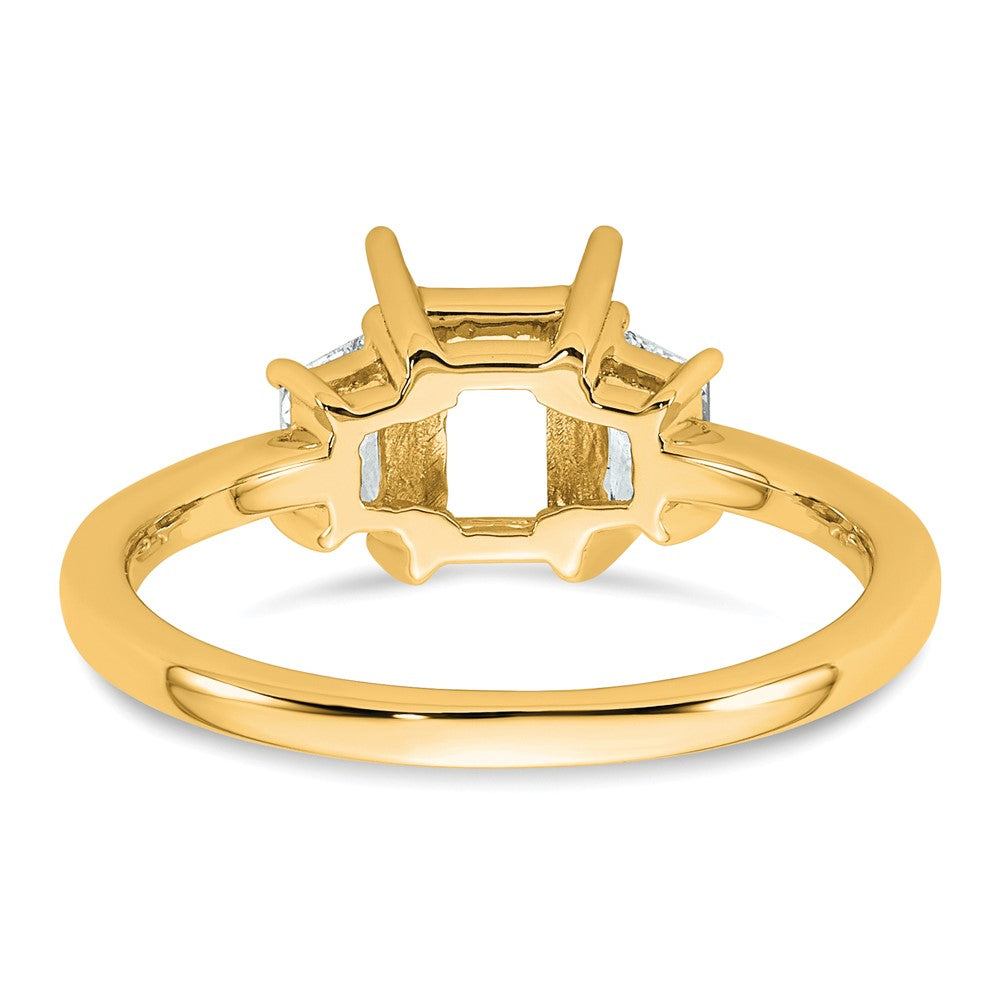 14k 3/8ct Lab Grown Diamond VS+ F+ Trapezoid 1ct Radiant Semi Eng Ring