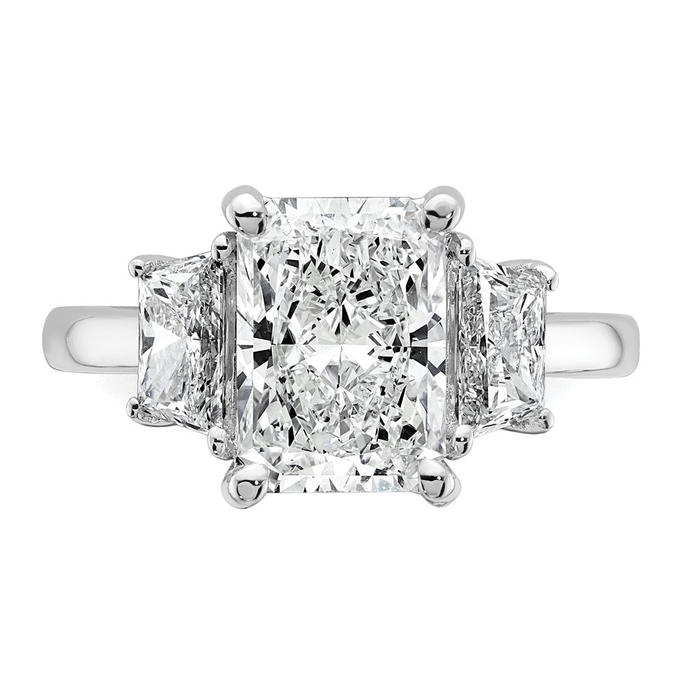 14kw 4ct Lab Grown Diamond VS+ F+ Radiant&Trapezoid Comp Eng Ring