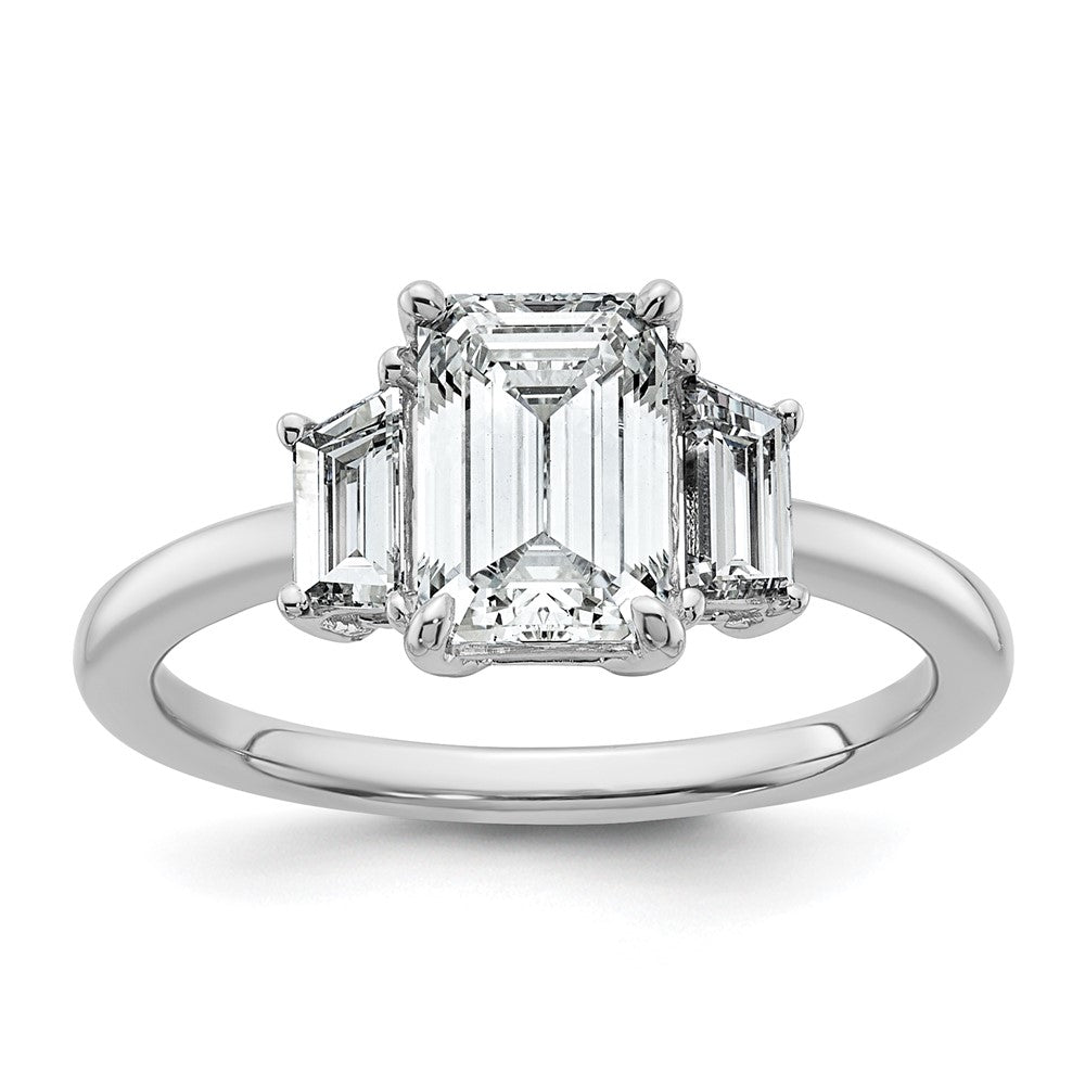 14kw 1/2ct Lab Grown Dia VS+ F+ Semi Mount Emerald Center Ring