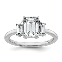 14kw 1/2ct Lab Grown Dia VS+ F+ Semi Mount Emerald Center Ring