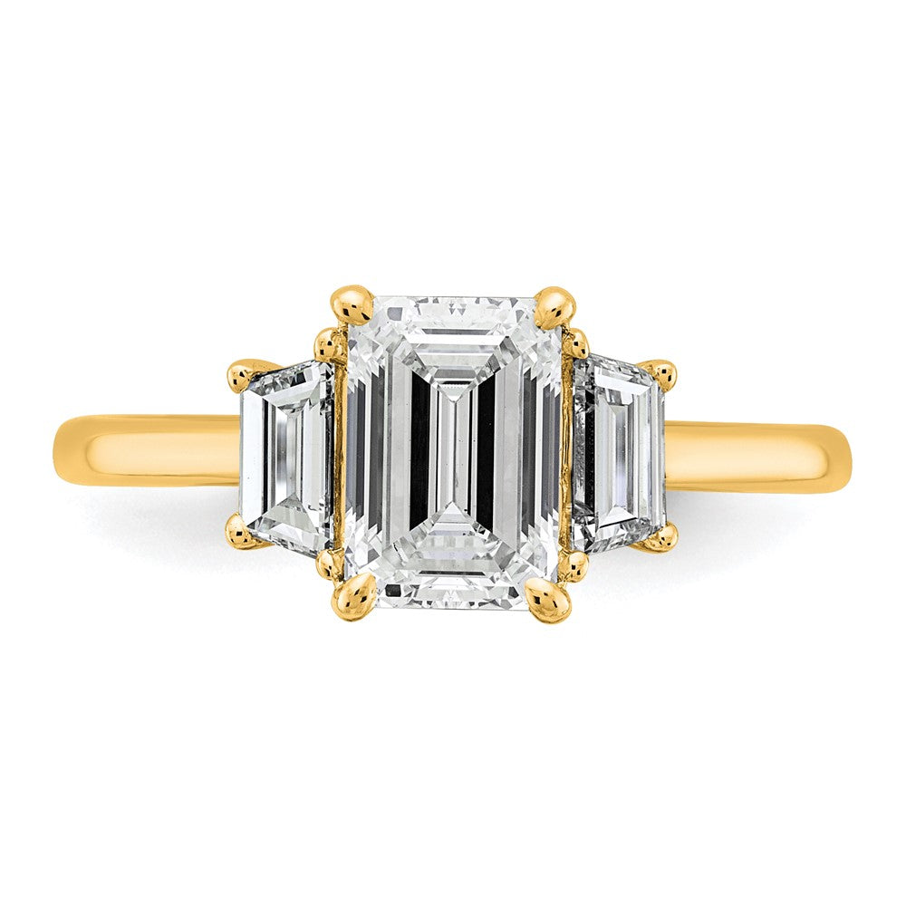 14k 2ct Cert Lab Grown Diamond VS+ F+ Emerald&Trapezoid Eng Ring