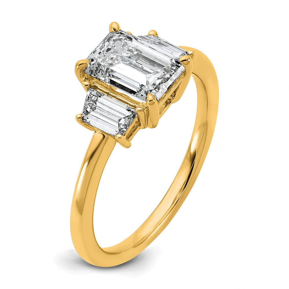 14k 2ct Cert Lab Grown Diamond VS+ F+ Emerald&Trapezoid Eng Ring
