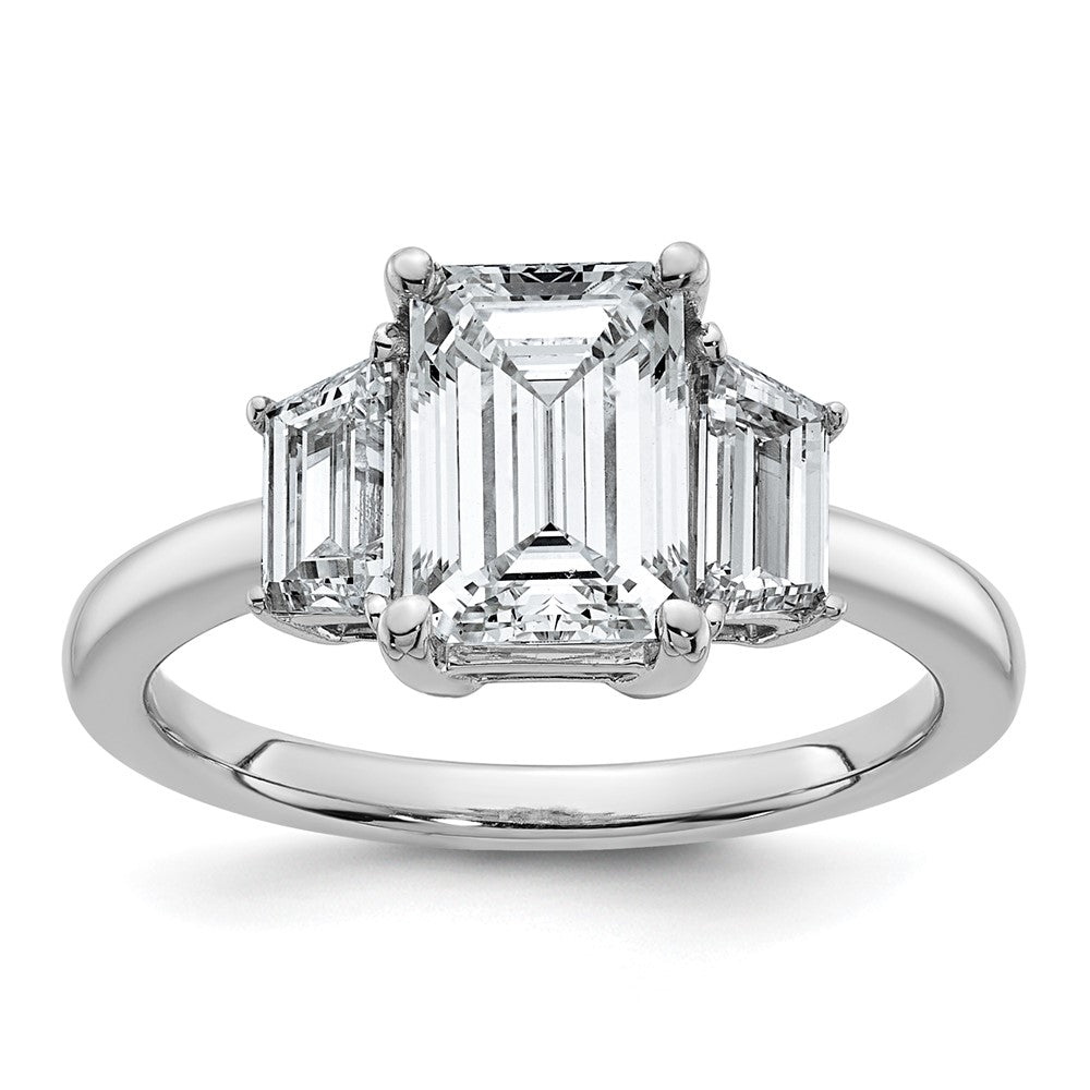 14kw 2 3/4ct Cert Lab Grown Diamond VS+ F+ Emerald&Trapezoid Eng Ring
