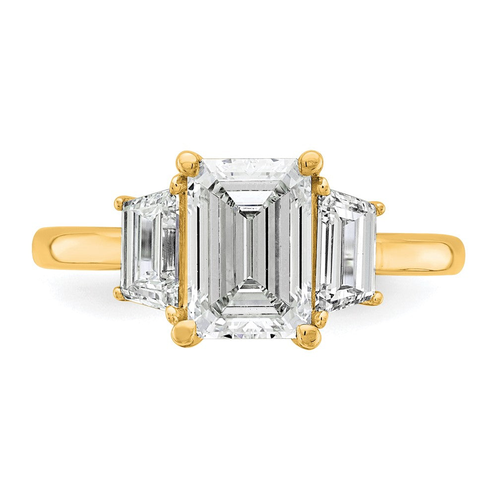 14k 2 3/4ct Cert Lab Grown Diamond VS+ F+ Emerald&Trapezoid Eng Ring