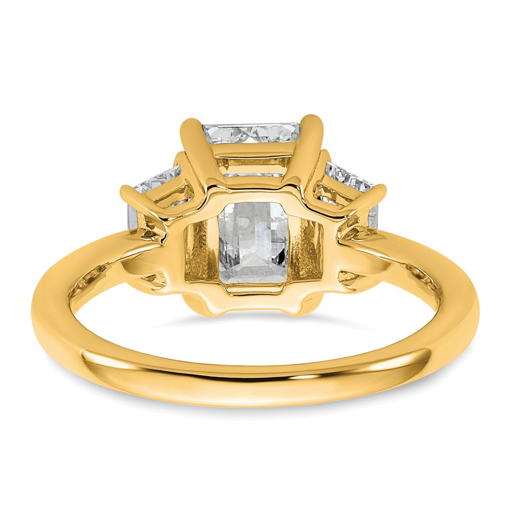 14k 2 3/4ct Cert Lab Grown Diamond VS+ F+ Emerald&Trapezoid Eng Ring