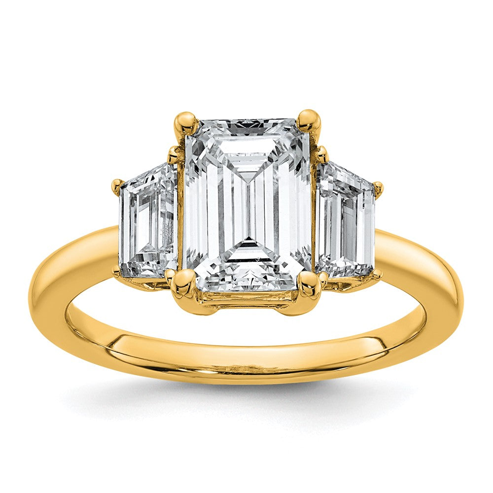 14k 3/4ct Lab Grown Dia VS+ F+ Semi Mount Emerald Center Ring
