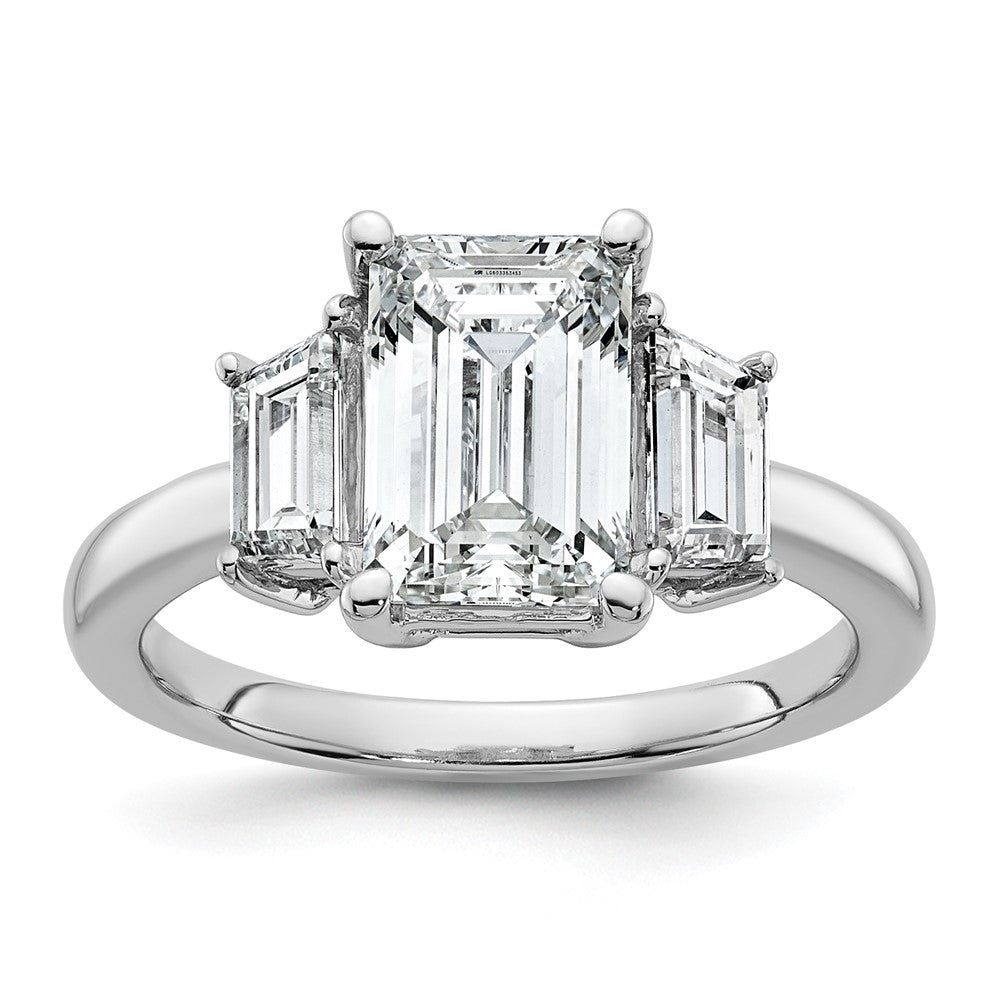 14kw 3 1/3ct Cert Lab Grown Diamond VS+ F+ Emerald&Trapezoid Eng Ring