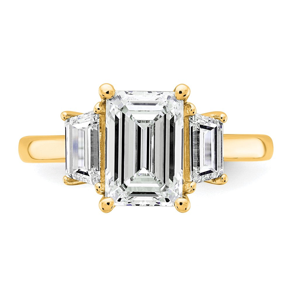 14k 3/4ct Lab Grown Dia VS+ F+ Semi Mount Emerald Center Ring