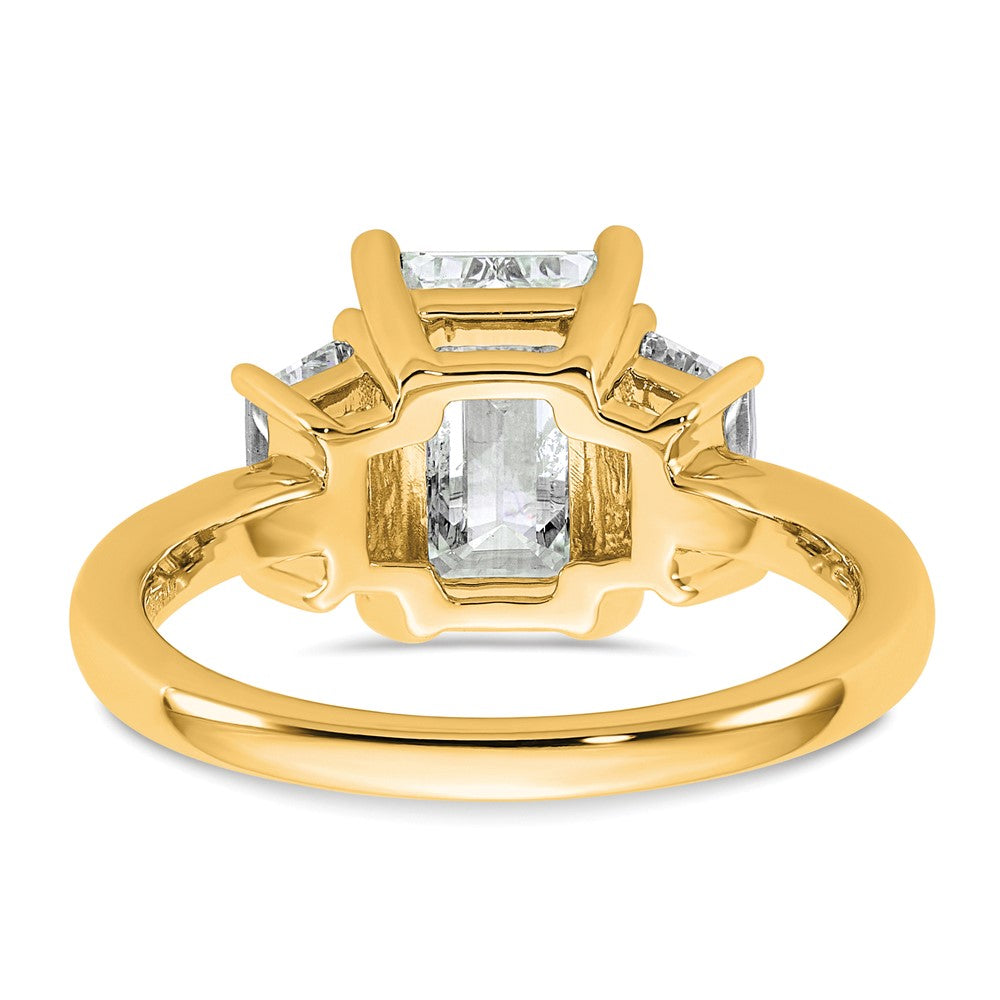 14k 3/4ct Lab Grown Dia VS+ F+ Semi Mount Emerald Center Ring