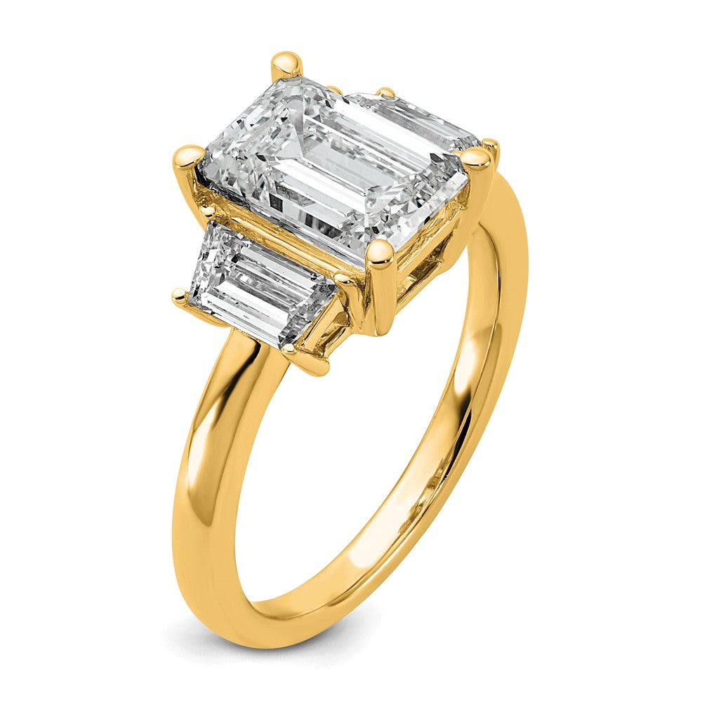 14k 3/4ct Lab Grown Dia VS+ F+ Semi Mount Emerald Center Ring