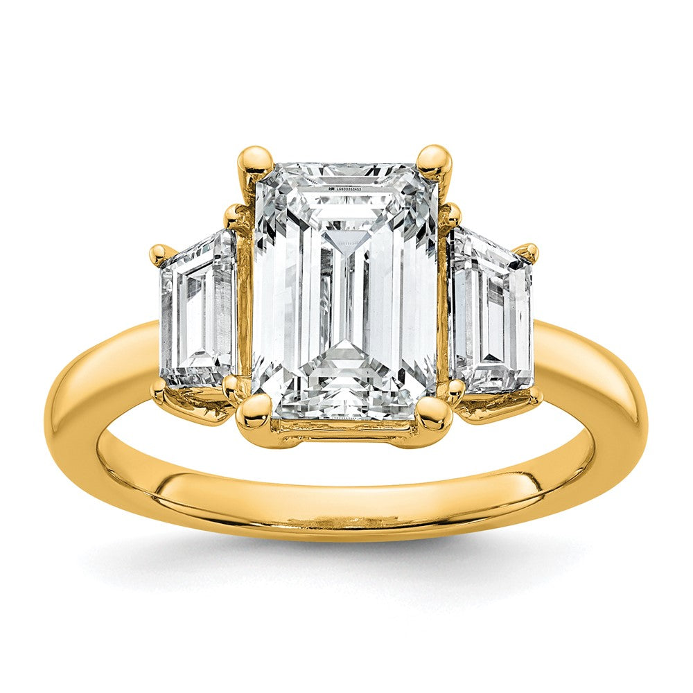14k 3 1/3ct Cert Lab Grown Diamond VS+ F+ Emerald&Trapezoid Eng Ring