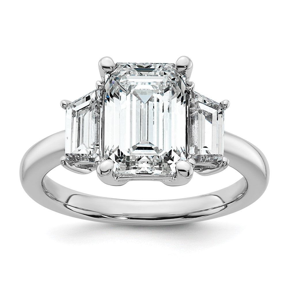 14kw 1ct Lab Grown Dia VS+ F+ Semi Mount Emerald Center Ring