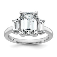 14kw 1ct Lab Grown Dia VS+ F+ Semi Mount Emerald Center Ring