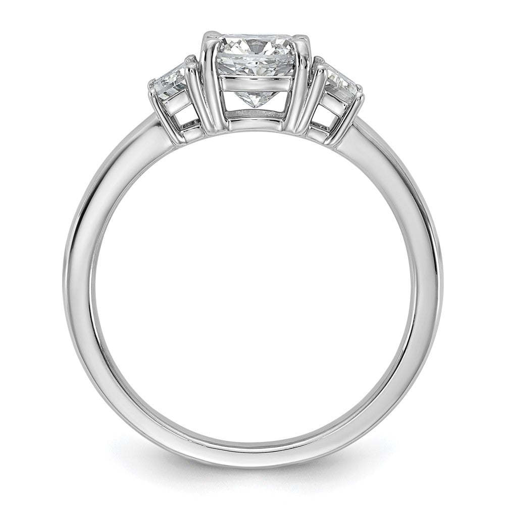 14kw 1 3/8ct Cert Lab Grown Dia VS+ F+ Cushion &1/2 Moon Comp Eng Ring