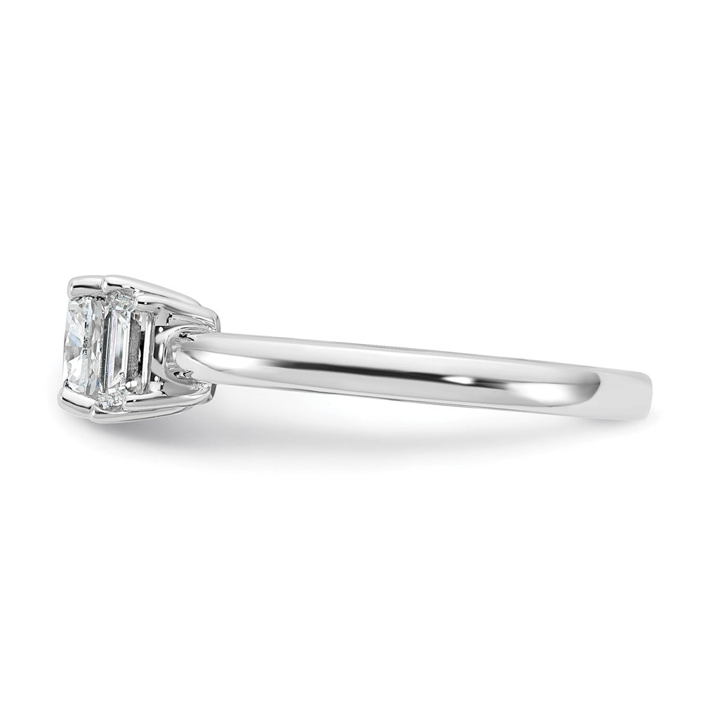 14kw 1 3/8ct Lab Grown Diamond VS+ F+ Cushion &1/2 Moon Comp Eng Ring