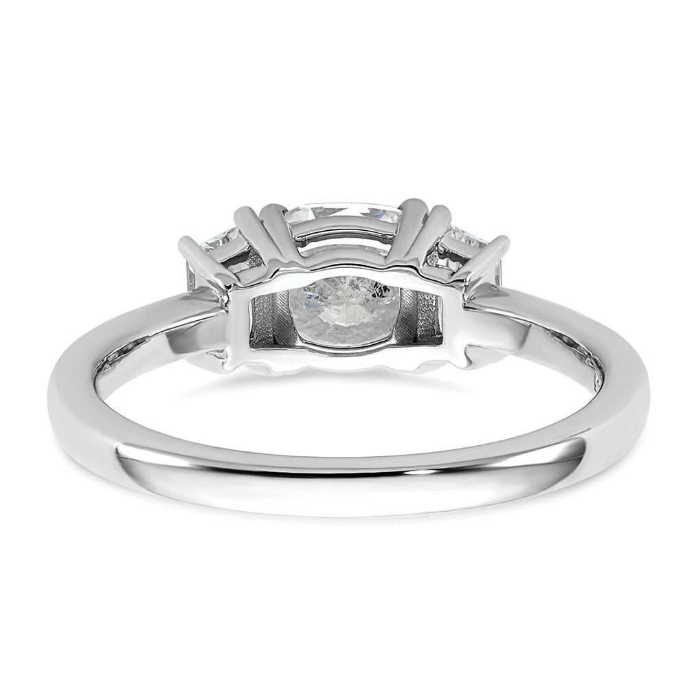 14kw 1 3/8ct Lab Grown Diamond VS+ F+ Cushion &1/2 Moon Comp Eng Ring