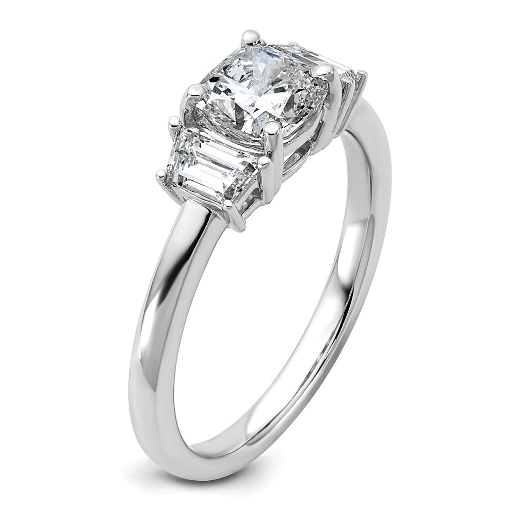 14kw 1 3/8ct Lab Grown Diamond VS+ F+ Cushion &1/2 Moon Comp Eng Ring
