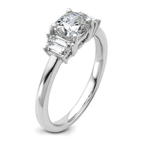 14kw 1 3/8ct Lab Grown Diamond VS+ F+ Cushion &1/2 Moon Comp Eng Ring