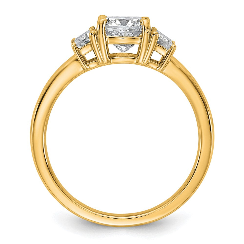 14k 1 3/8ct Cert Lab Grown Dia VS+ F+ Cushion &1/2 Moon Comp Eng Ring