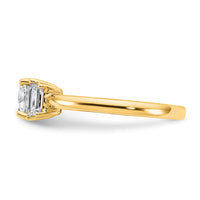 14k 1 3/8ct Cert Lab Grown Dia VS+ F+ Cushion &1/2 Moon Comp Eng Ring