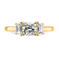 14k 1 3/8ct Cert Lab Grown Dia VS+ F+ Cushion &1/2 Moon Comp Eng Ring