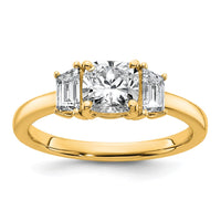 14k 1 3/8ct Cert Lab Grown Dia VS+ F+ Cushion &1/2 Moon Comp Eng Ring