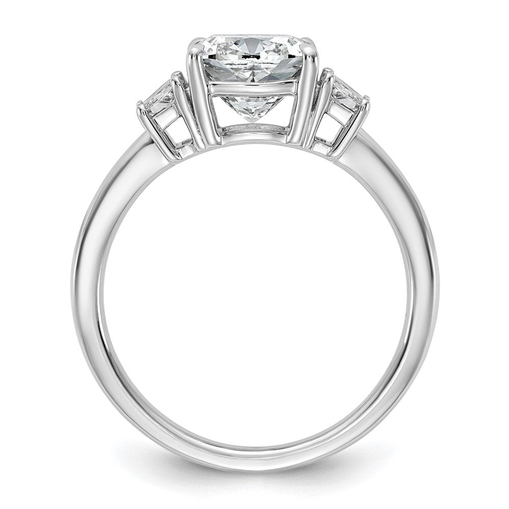 14kw 2 1/2ct Lab Grown Diamond VS+ F+ Cushion&1/2 Moon Comp Eng Ring