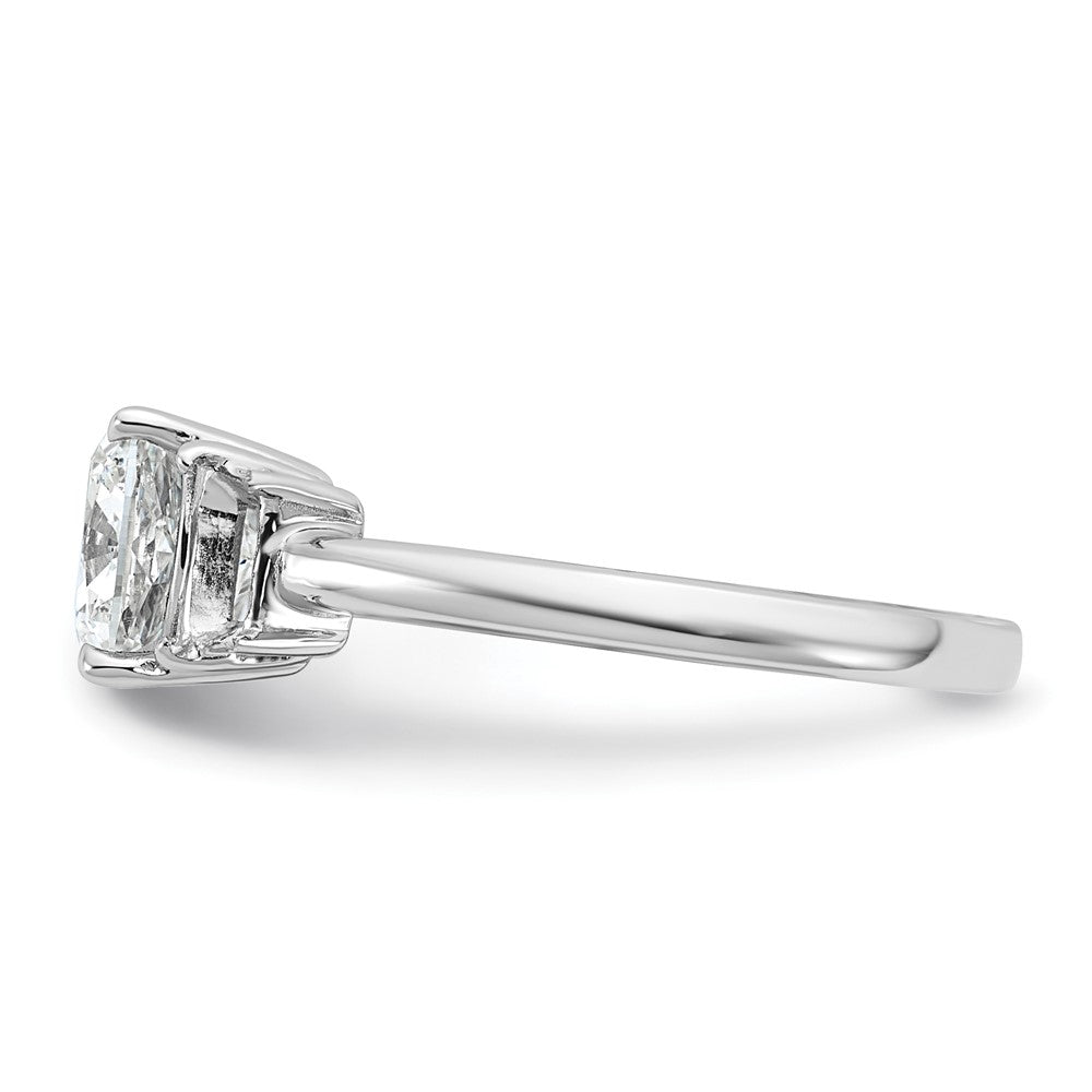 14kw 2 1/2ct Lab Grown Diamond VS+ F+ Cushion&1/2 Moon Comp Eng Ring
