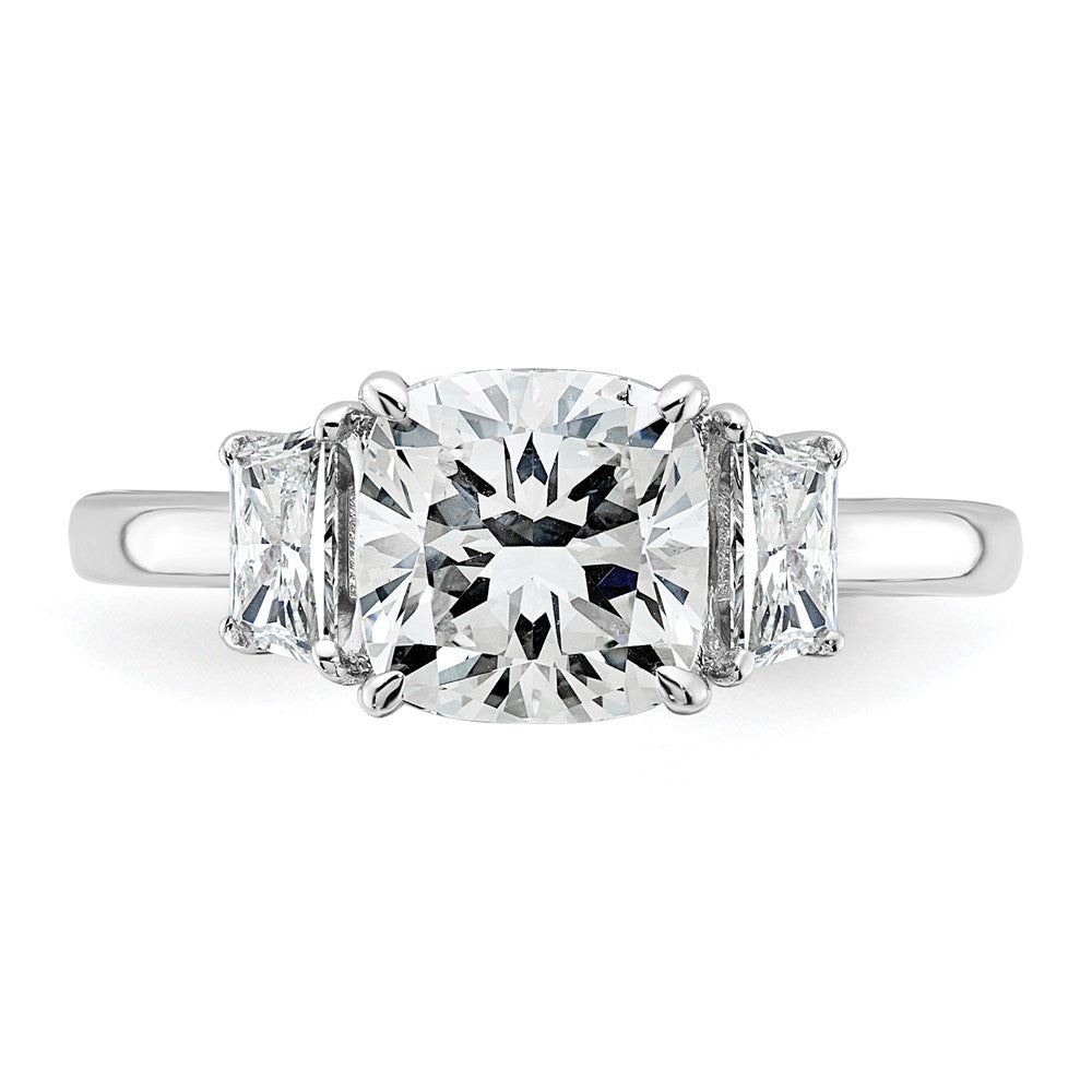 14kw 2 1/2ct Lab Grown Diamond VS+ F+ Cushion&1/2 Moon Comp Eng Ring