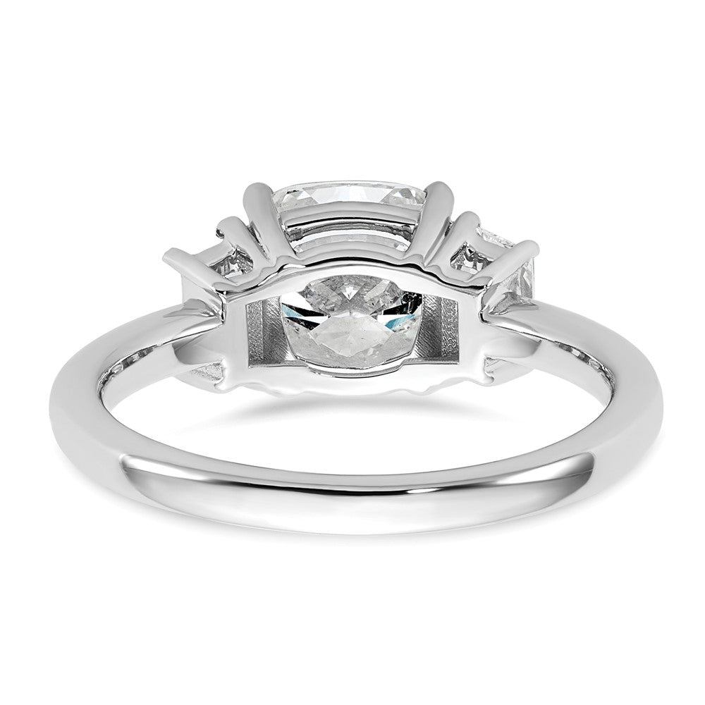 14kw 2 1/2ct Cert Lab Grown Dia VS+ F+ Cushion&1/2 Moon Comp Eng Ring